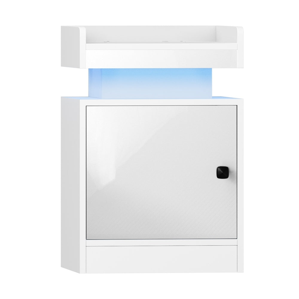 Oikiture 2x LED Bedside Table USB Charging Station White