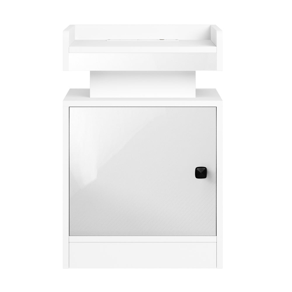 Oikiture 2x LED Bedside Table USB Charging Station White