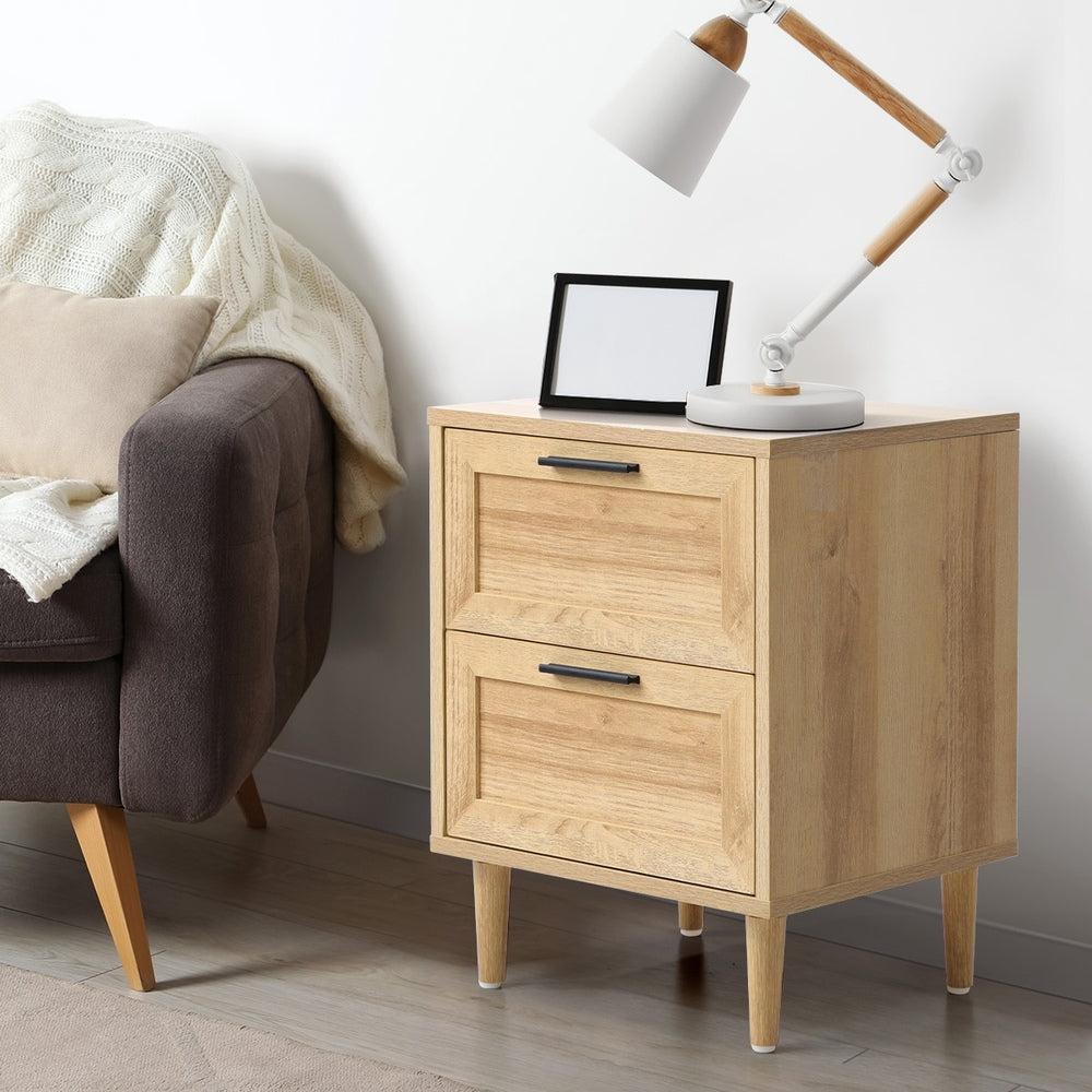 Oikiture Bedside Tables Set of 2 Nightstand Wood