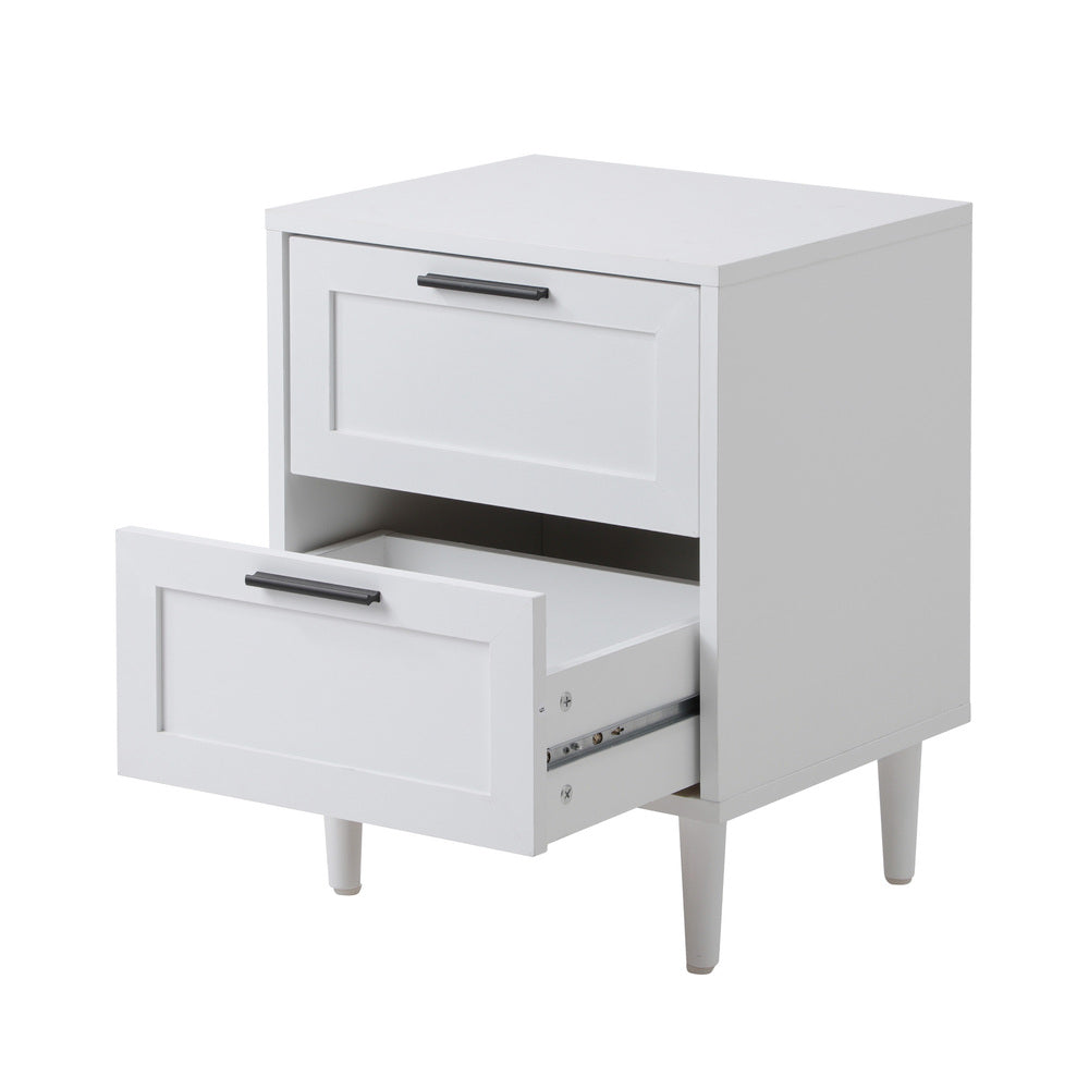 Oikiture Bedside Table Nightstand 2 Drwers White