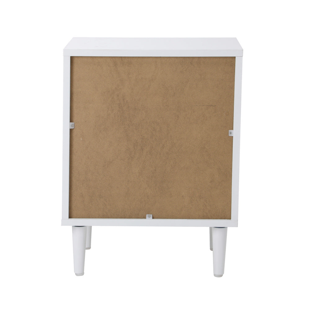 Oikiture Bedside Table Nightstand 2 Drwers White