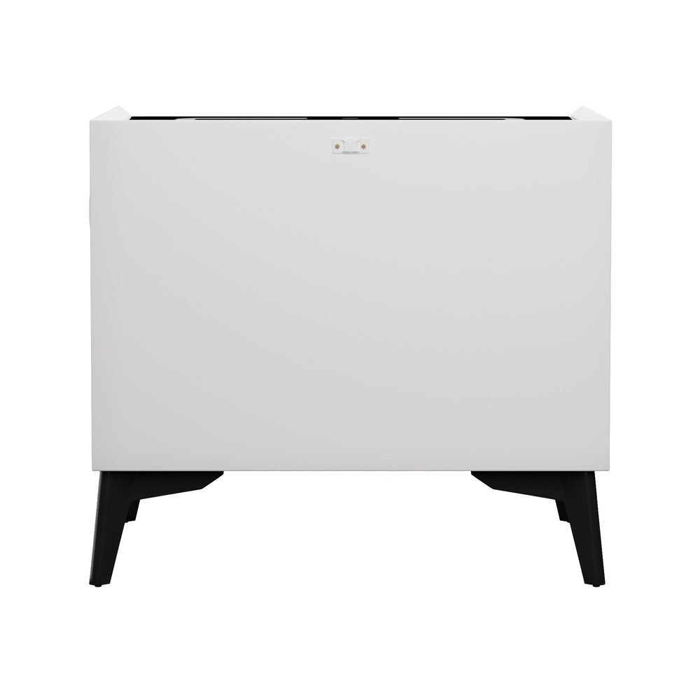 Oikiture Smart Bedside Table LED Wireless Charging 2 Drawers White