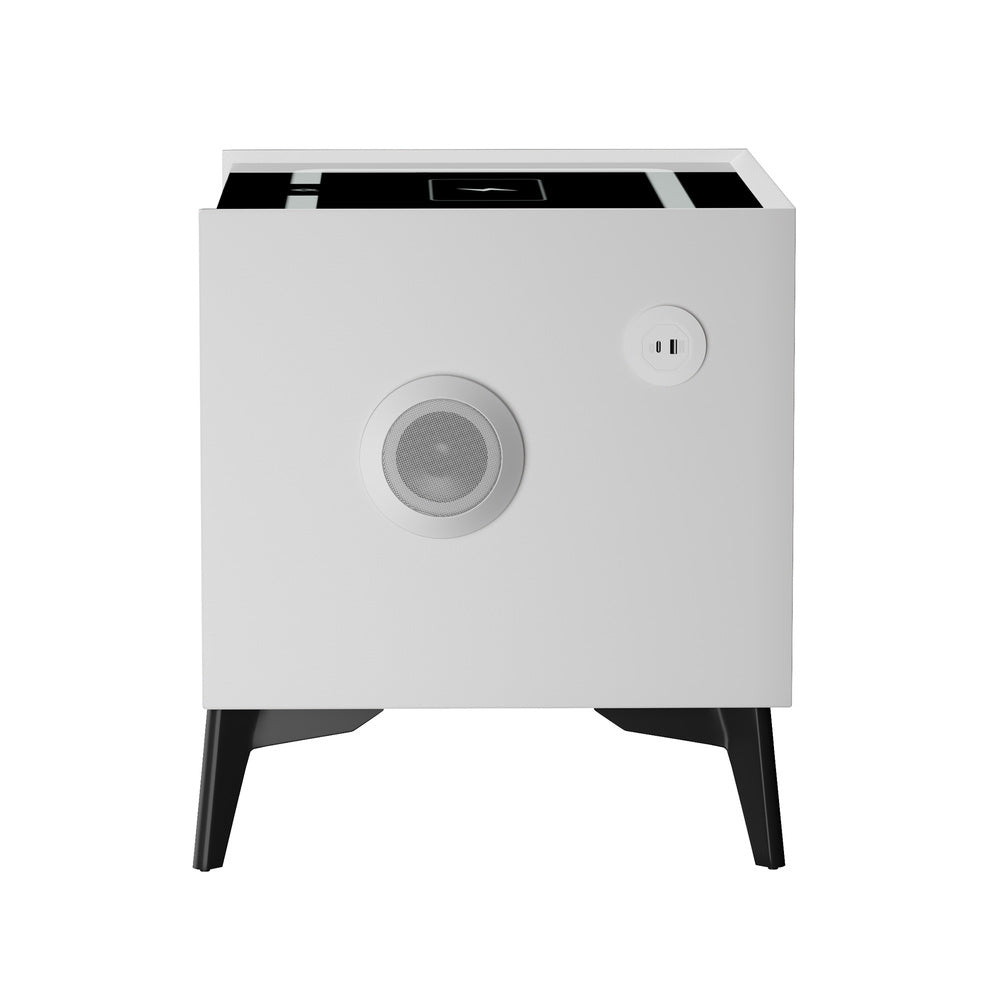 Oikiture 2x Smart Bedside Tables LED Wireless Charging Nightstand White