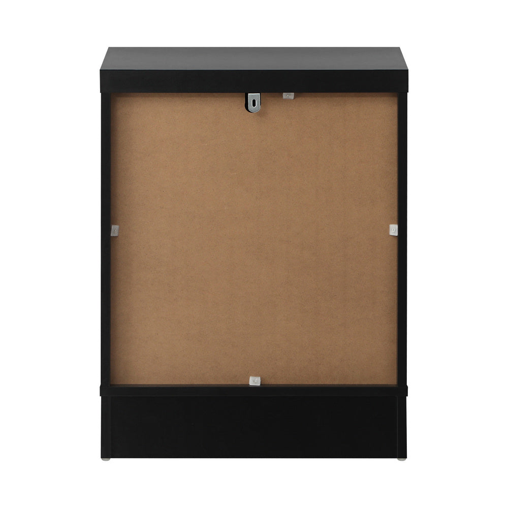 Oikiture Bedside Table with Alloy Handles 2 Drawers Black