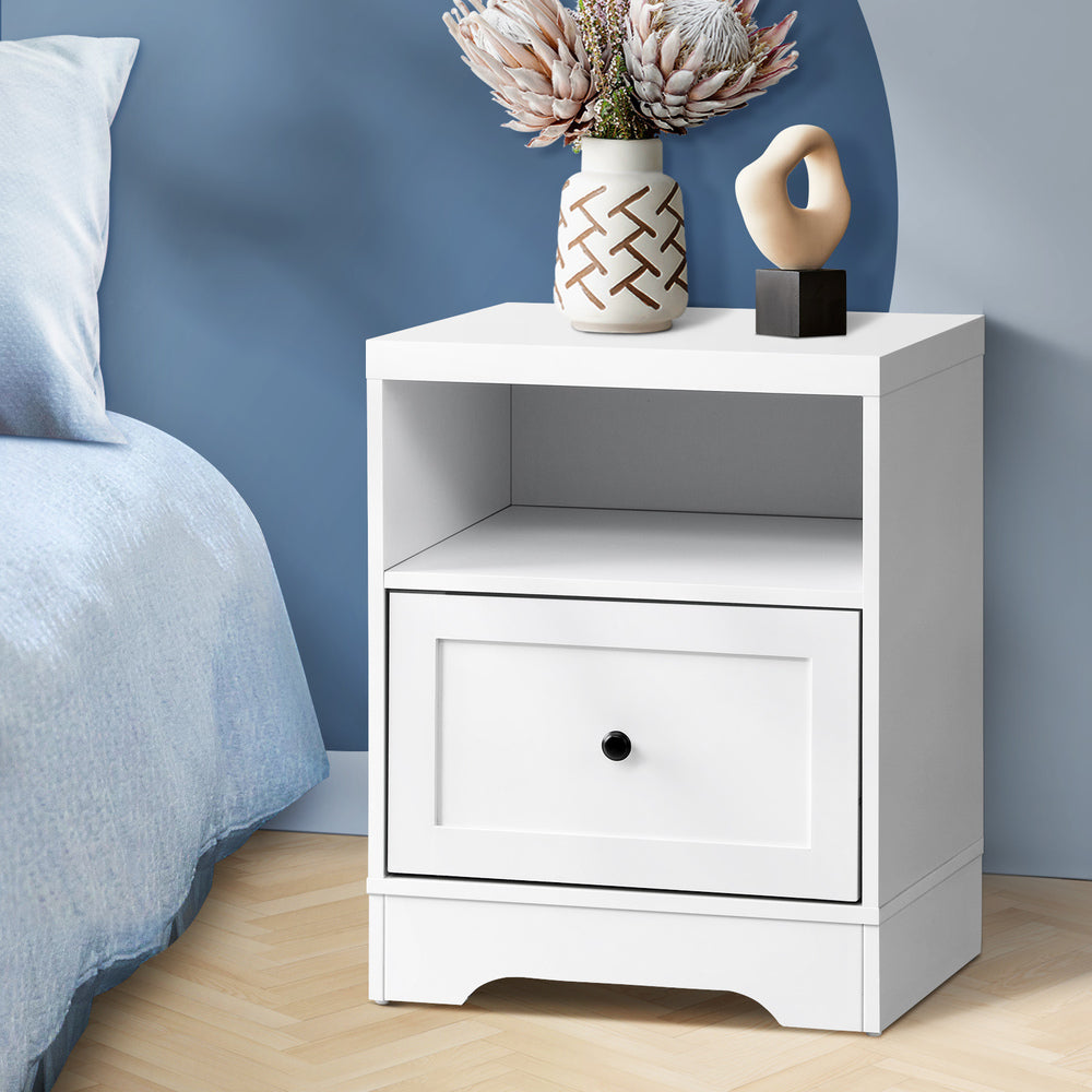 Oikiture Bedside Tables Hamptons Furniture White