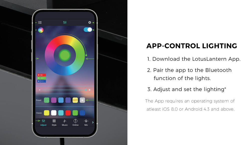 Oikiture Bedside Table LED Shelf High-gloss Front White