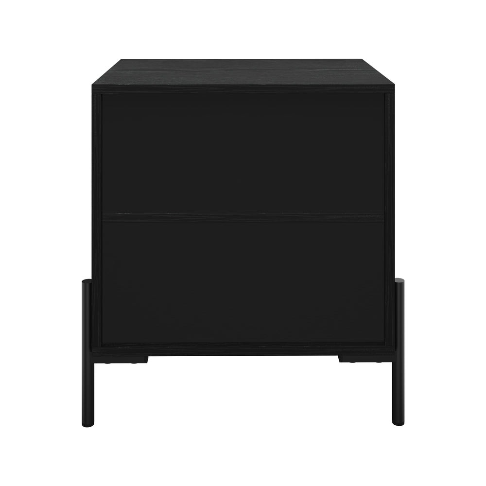 Oikiture 2x Bedside Table 2 Drawers Side End Nightstand Walnut