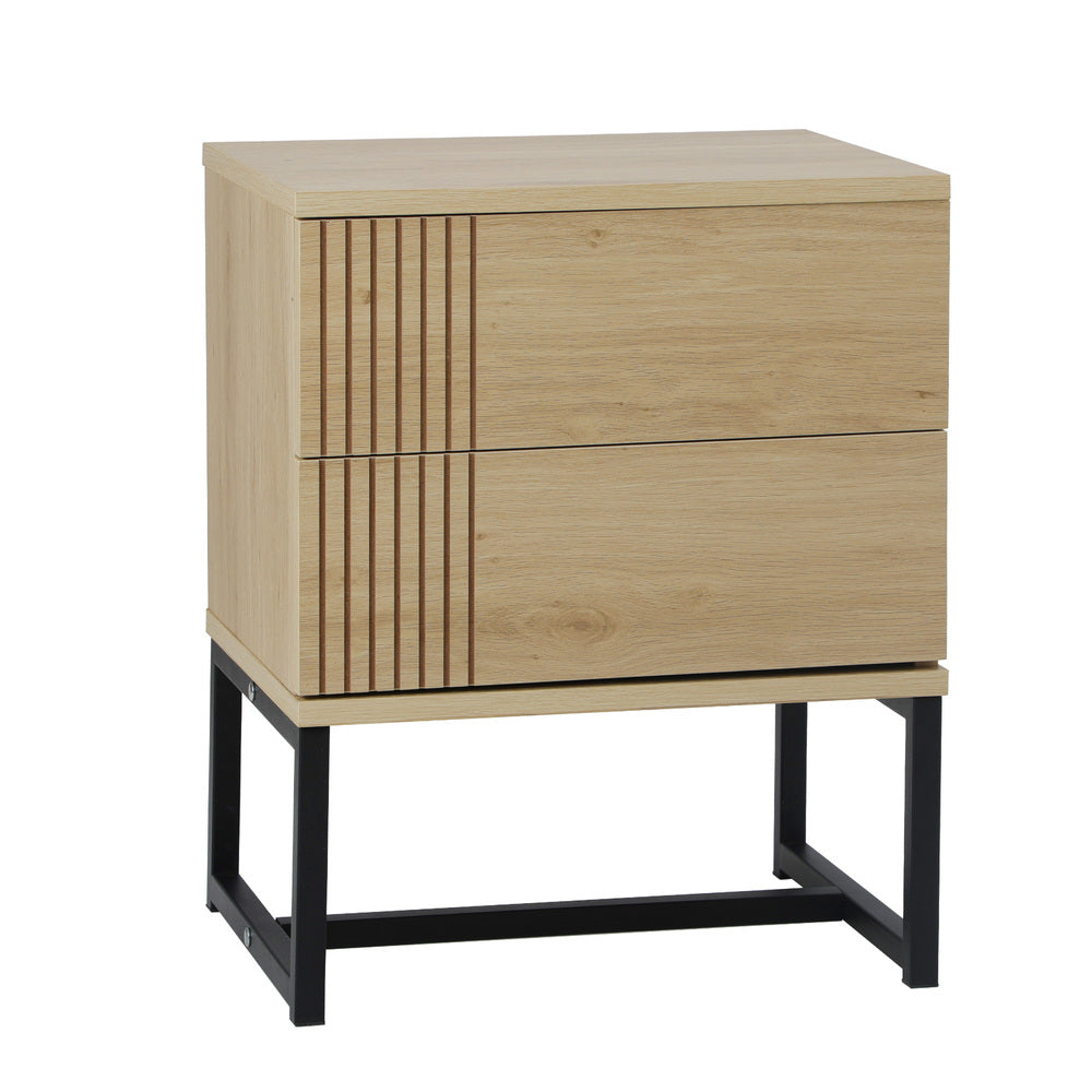 Oikiture Bedside Tables 2 Drawers Bedroom Metal
