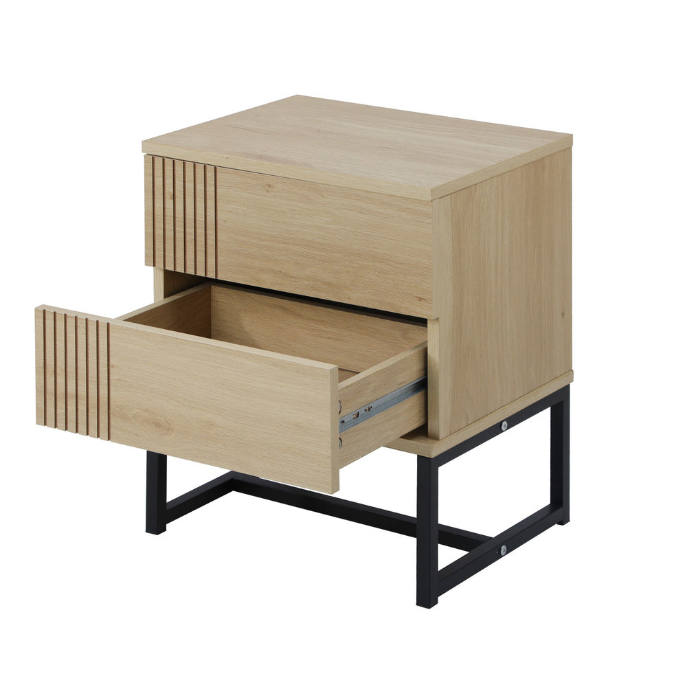 Oikiture Bedside Tables 2 Drawers Bedroom Metal