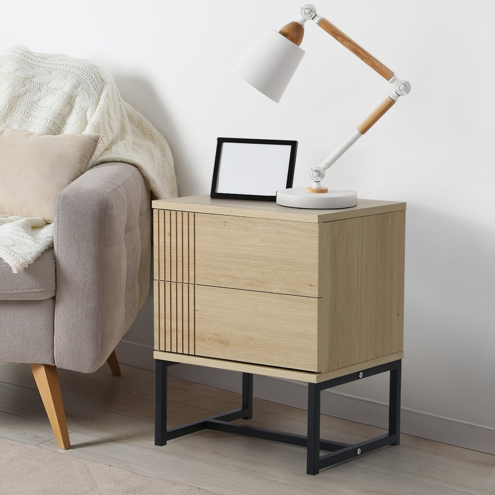 Oikiture Set of 2 Bedside Tables Bedroom Metal