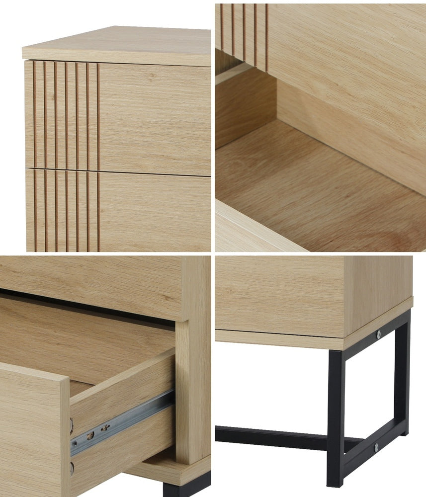 Oikiture Set of 2 Bedside Tables Bedroom Metal