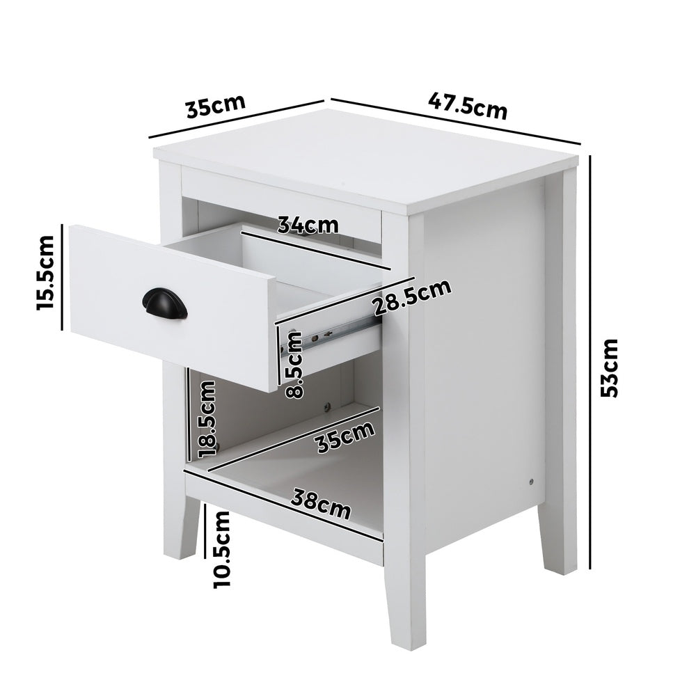 Oikiture 2x Bedside Table Nightstand Vintage