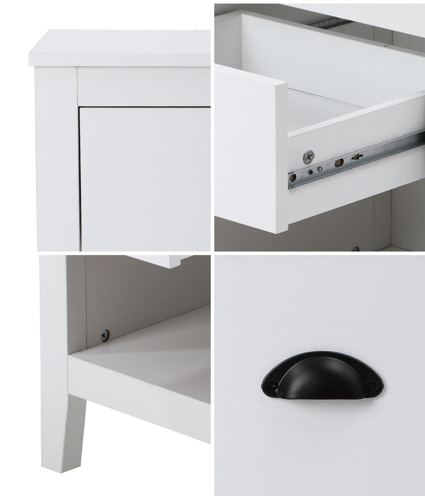 Oikiture 2x Bedside Table Nightstand Vintage