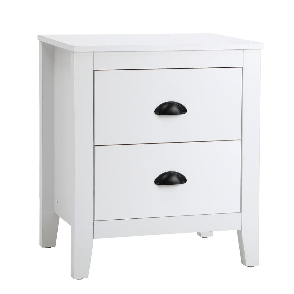 Oikiture 2x Bedside Table 2 Drawers Nightstand Vintage