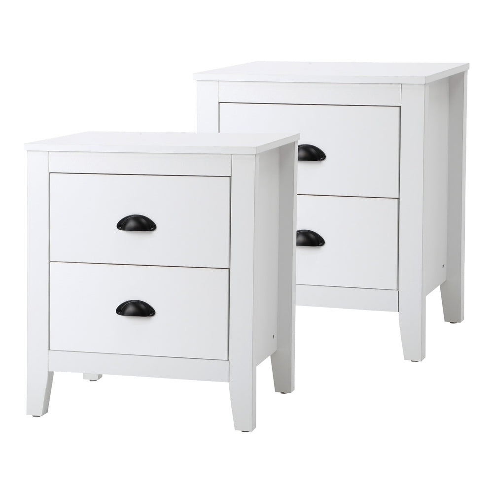 Oikiture 2x Bedside Table 2 Drawers Nightstand Vintage