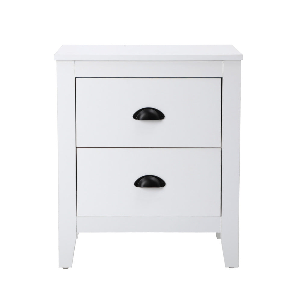 Oikiture 2x Bedside Table 2 Drawers Nightstand Vintage