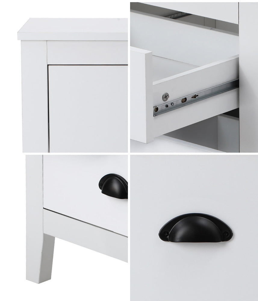 Oikiture 2x Bedside Table 2 Drawers Nightstand Vintage