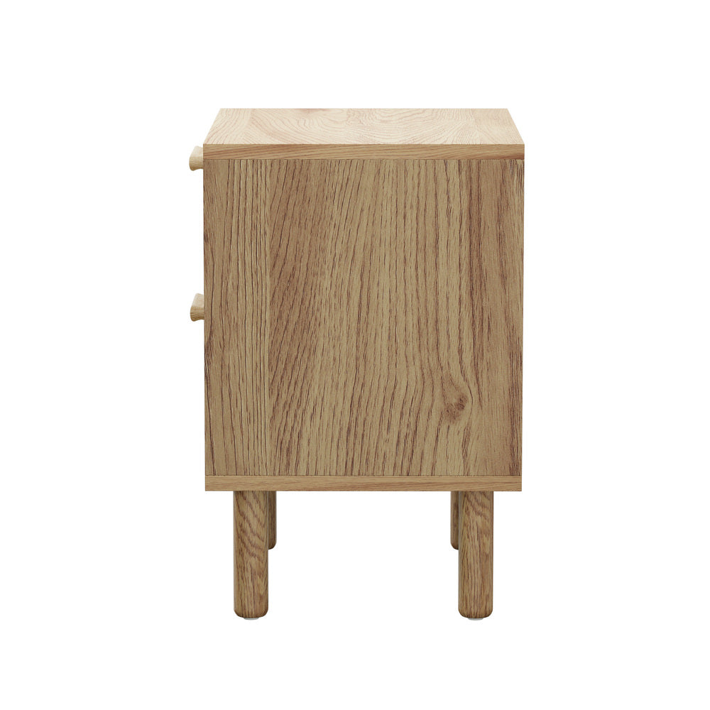 Oikiture 2x Bedside Table 2 Drawers Rattan Natural