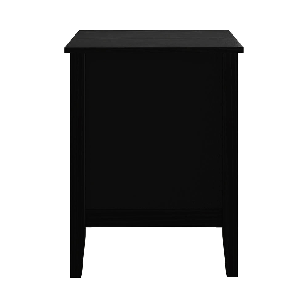 Oikiture Bedside Table 3 Drawers Side End Nightstand Black