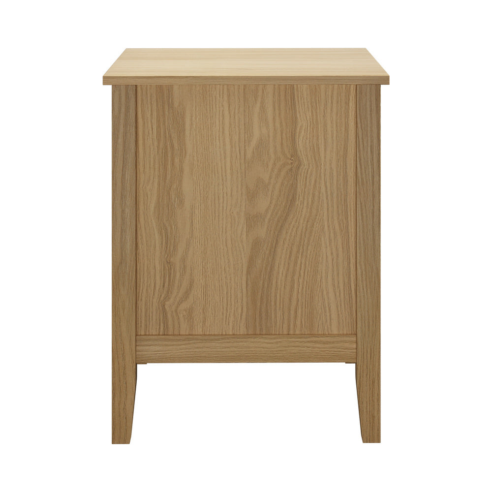 Oikiture Bedside Table 3 Drawers Side End Nightstand Natural