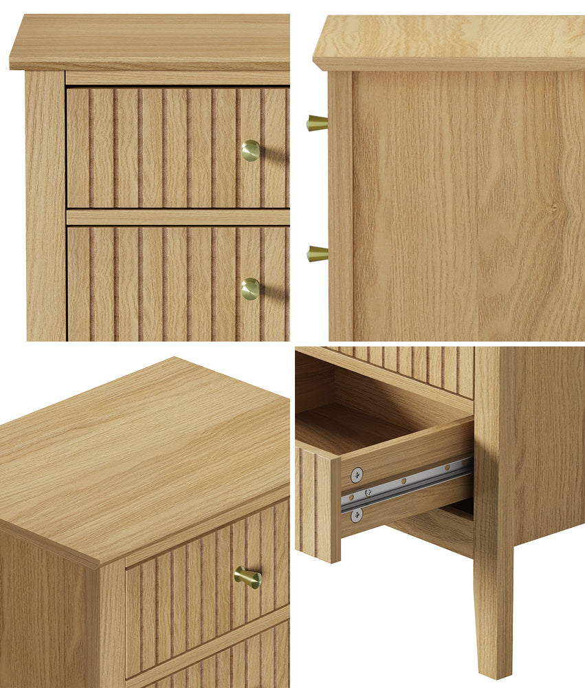 Oikiture Bedside Tables Set of 2 Side End Nightstand Natural