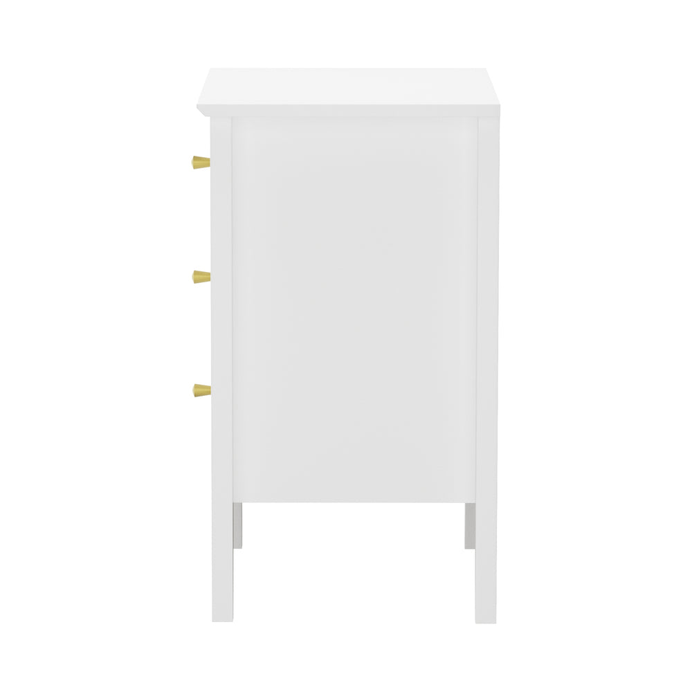 Oikiture Bedside Table 3 Drawers Side End Nightstand White