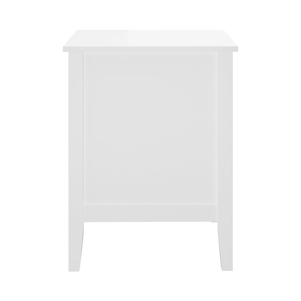 Oikiture Bedside Table 3 Drawers Side End Nightstand White