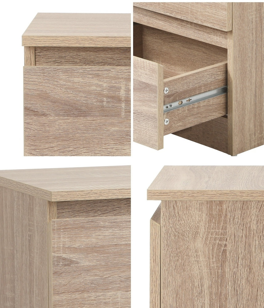 Oikiture Bedside Tables Set of 2 Nightstand Wood