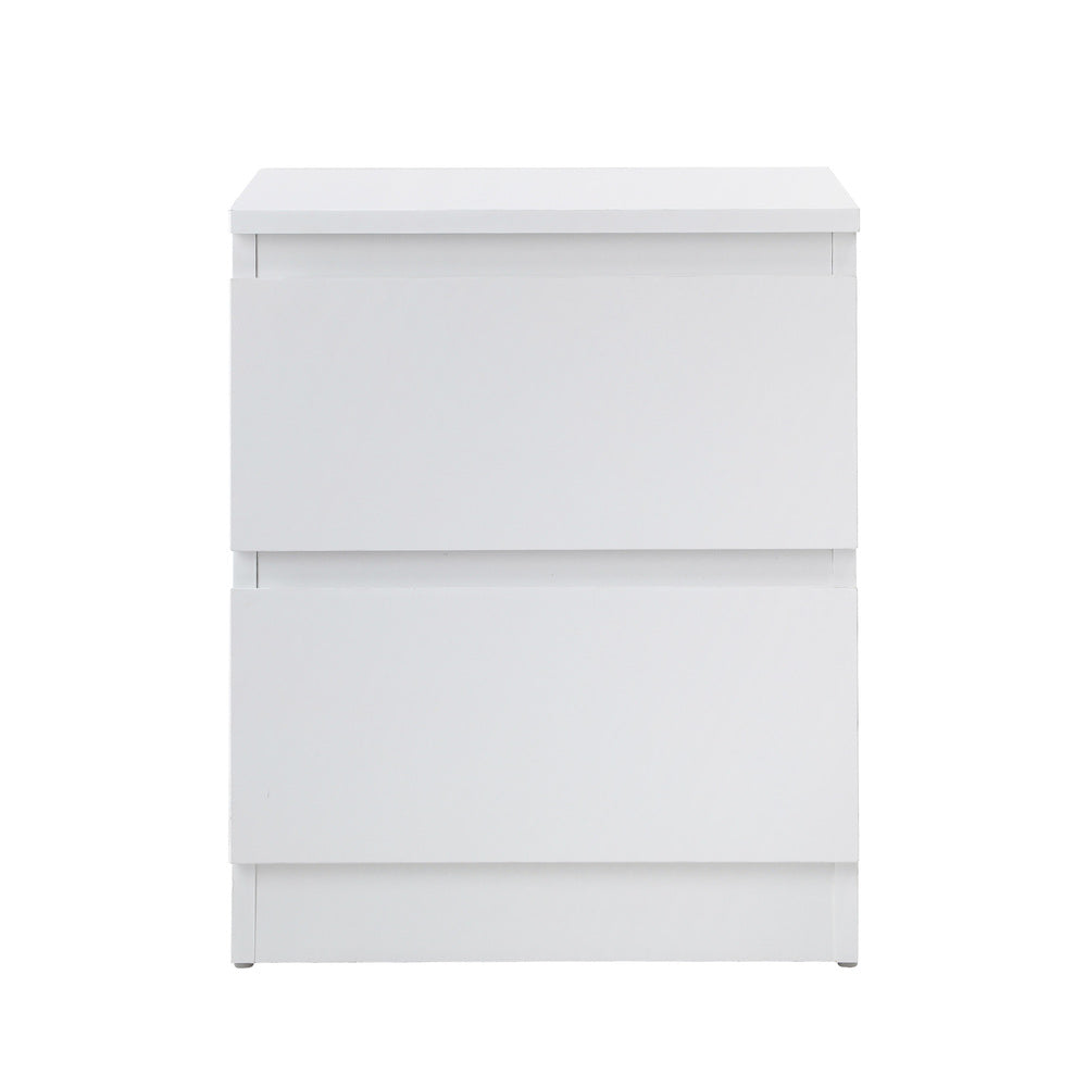 Oikiture Bedside Table Nightstand 2 Drawers White