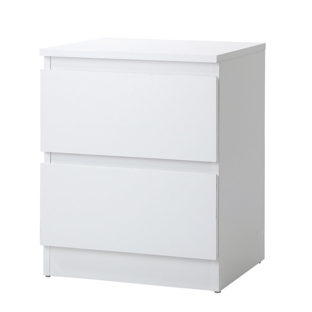 Oikiture Bedside Table Nightstand 2 Drawers White