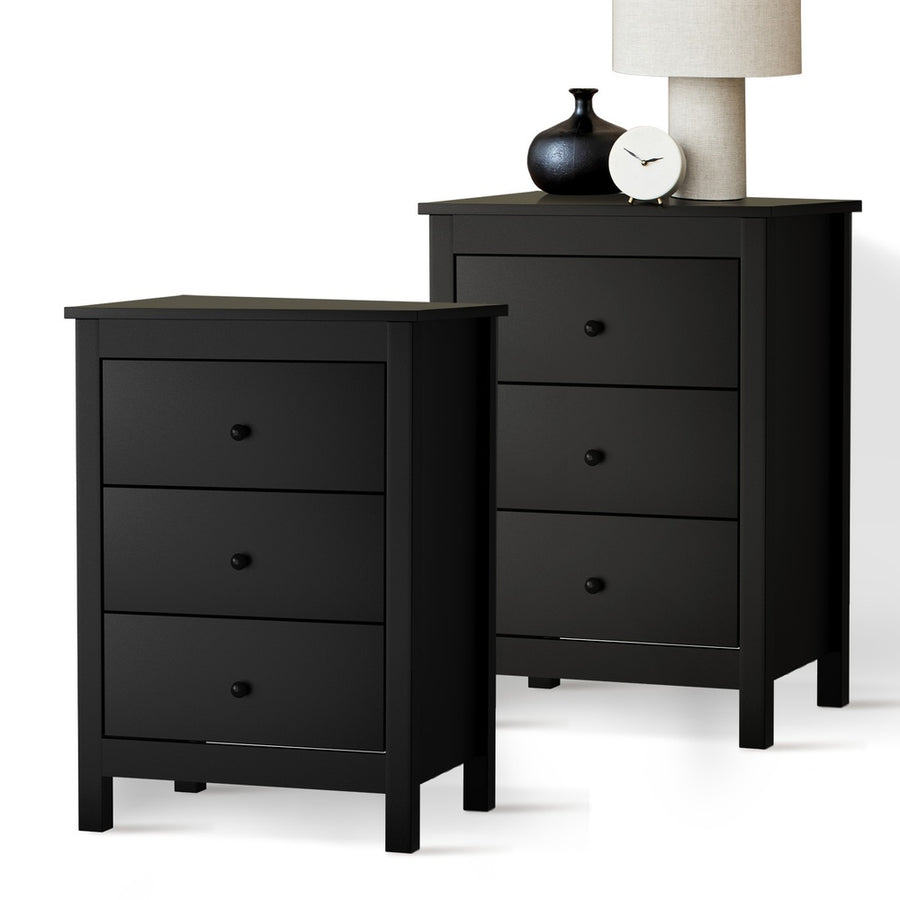 Oikiture Bedside Tables Set of 2 Nightstands Black