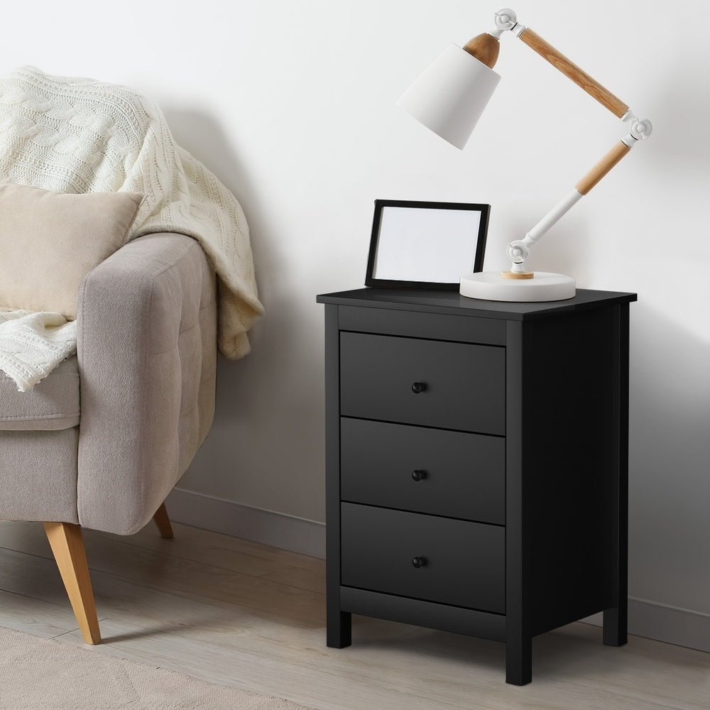 Oikiture Bedside Tables Set of 2 Nightstands Black