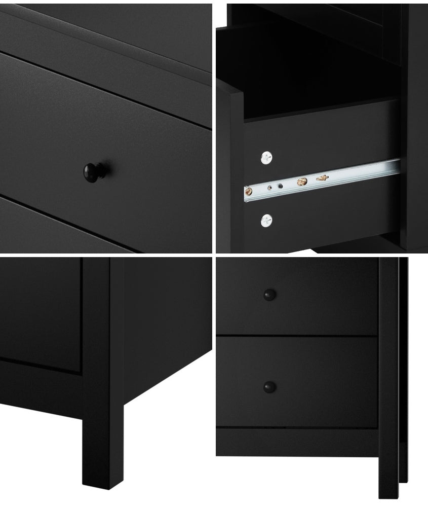 Oikiture Bedside Tables Set of 2 Nightstands Black