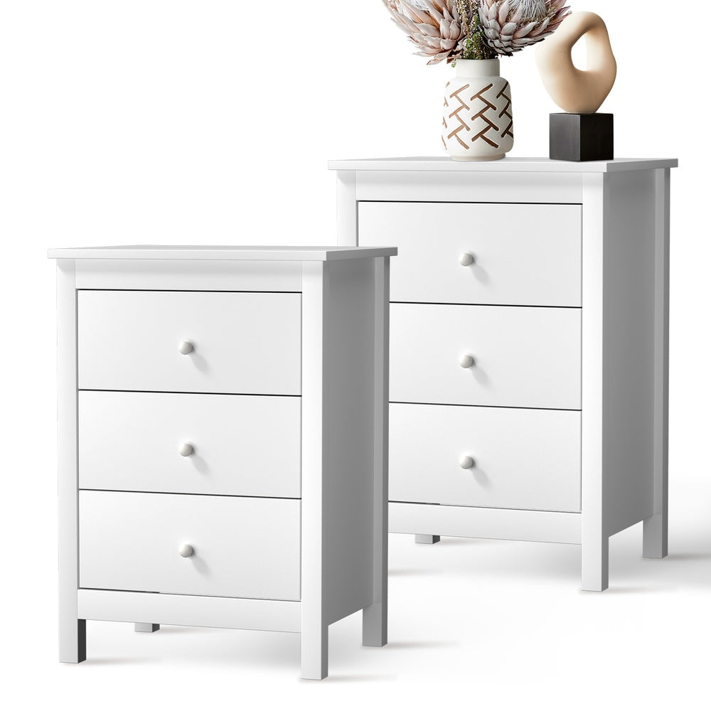 Oikiture Bedside Tables Set of 2 Nightstands White