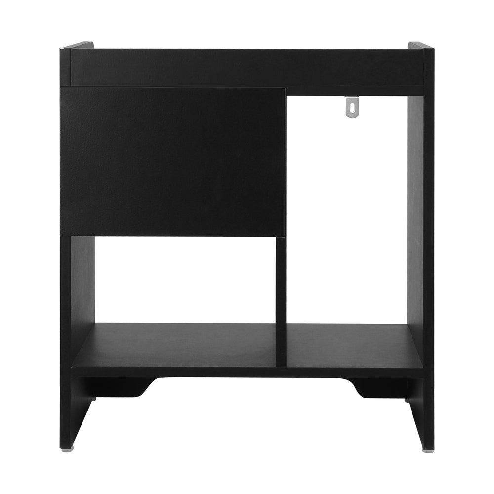 Oikiture Bedside Table with Drawer & Storage Space Black