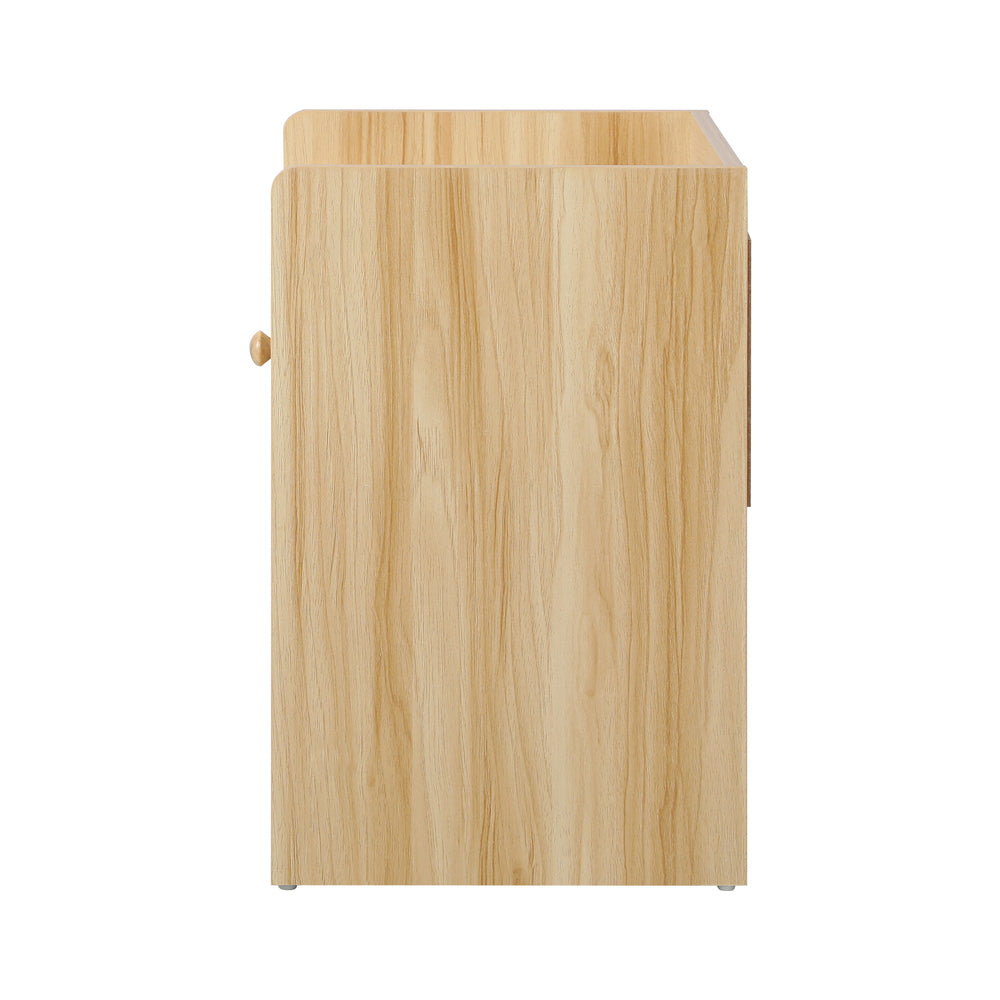 Oikiture Bedside Table with Drawer & Storage Space Wooden