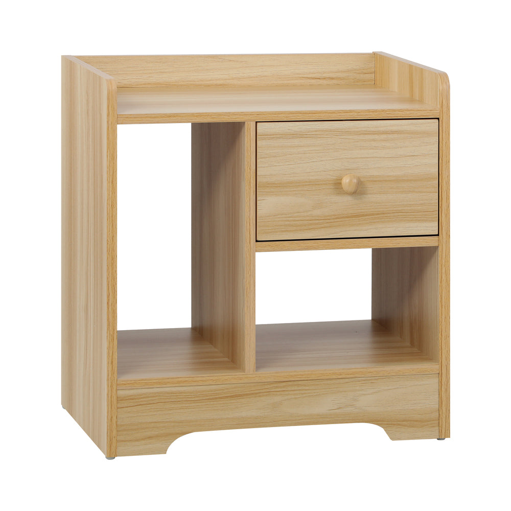 Oikiture Bedside Tables Set of 2 Nightstand Shelf Natural