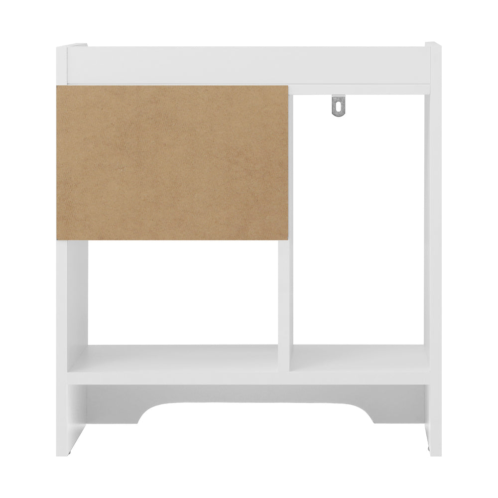 Oikiture Bedside Table with Drawer & Storage Space White