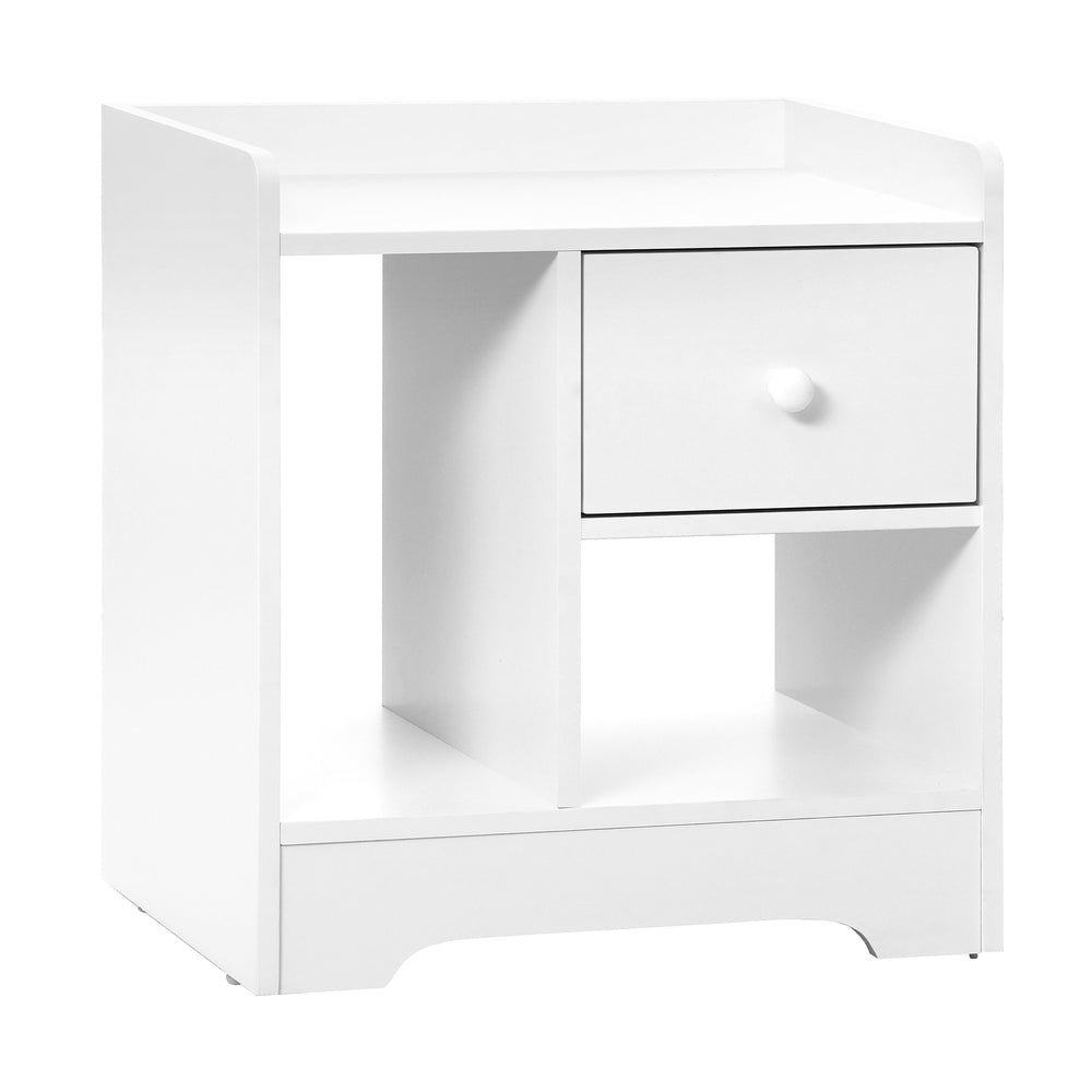 Oikiture Bedside Tables Set of 2 Nightstand Shelf White