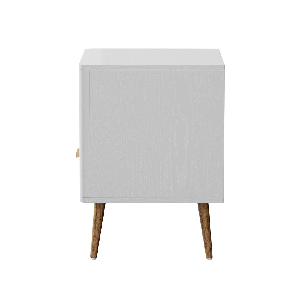 Oikiture Bedside Table 1 Drawer Open Shelf Nightstand White