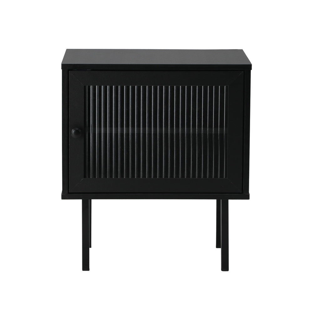 Oikiture Bedside Tables Storage Cabinet Wood Black