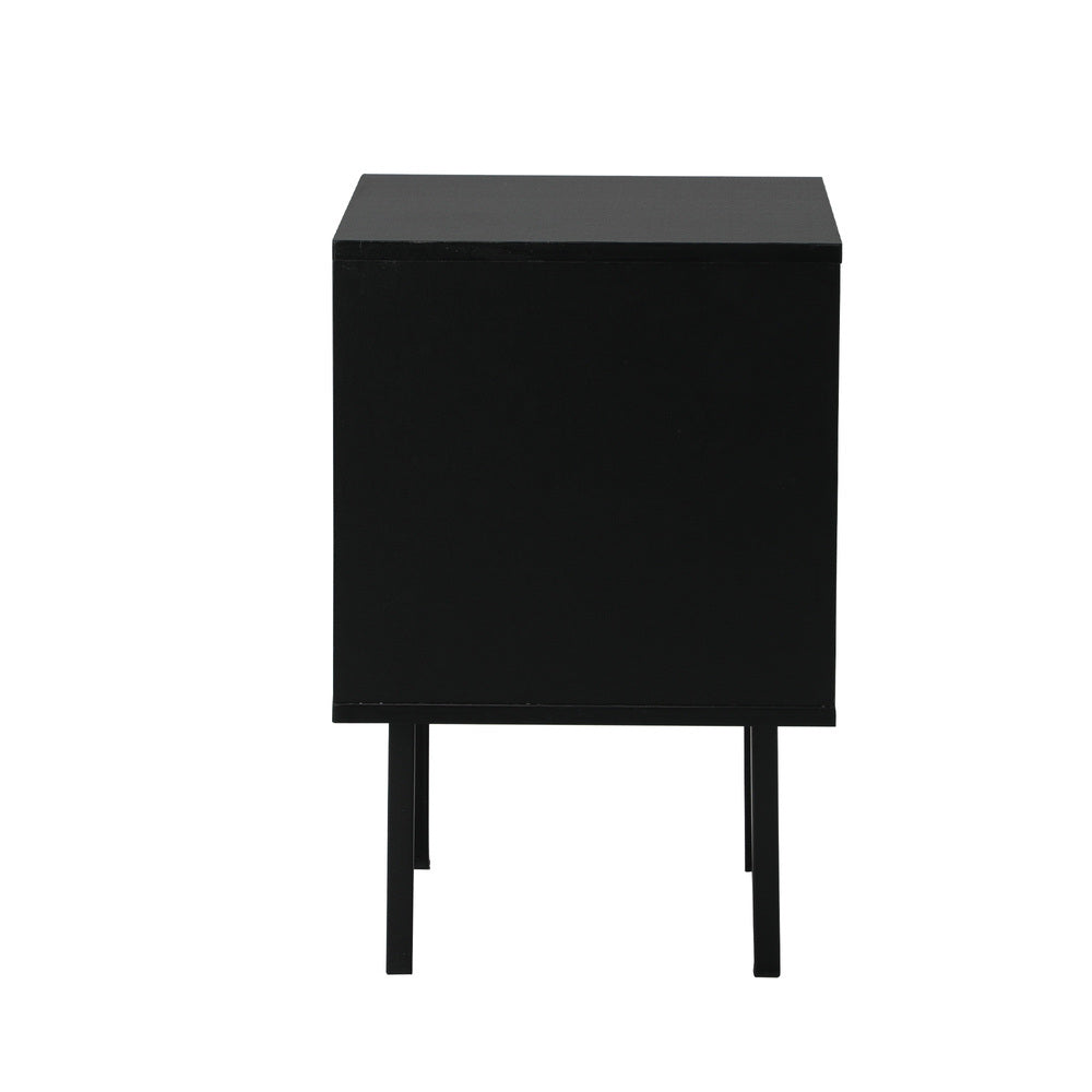Oikiture Bedside Tables Storage Cabinet Wood Black