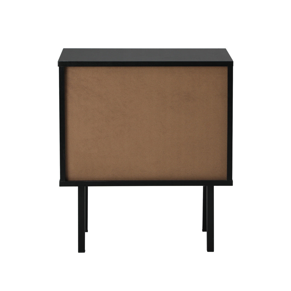 Oikiture Bedside Tables Storage Cabinet Wood Black