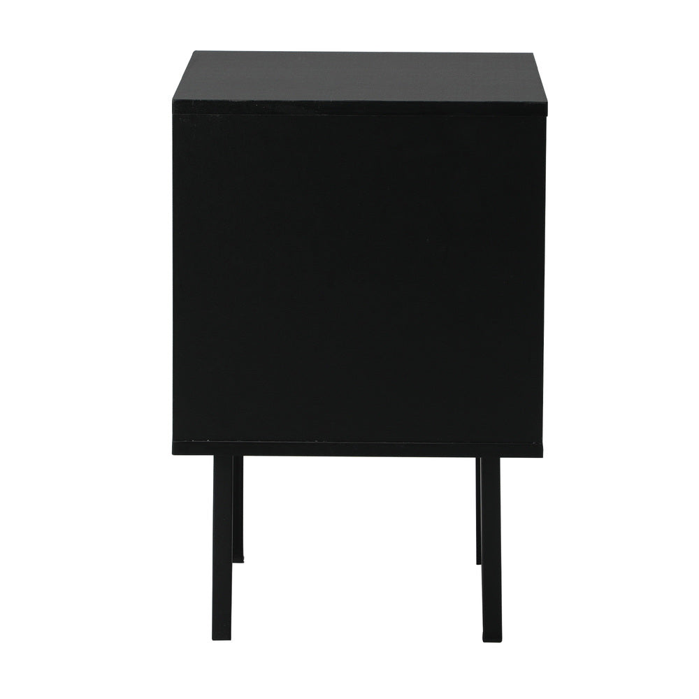 Oikiture 2X Bedside Tables Storage Cabinet Glass Door Black