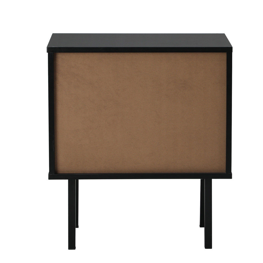 Oikiture 2X Bedside Tables Storage Cabinet Glass Door Black