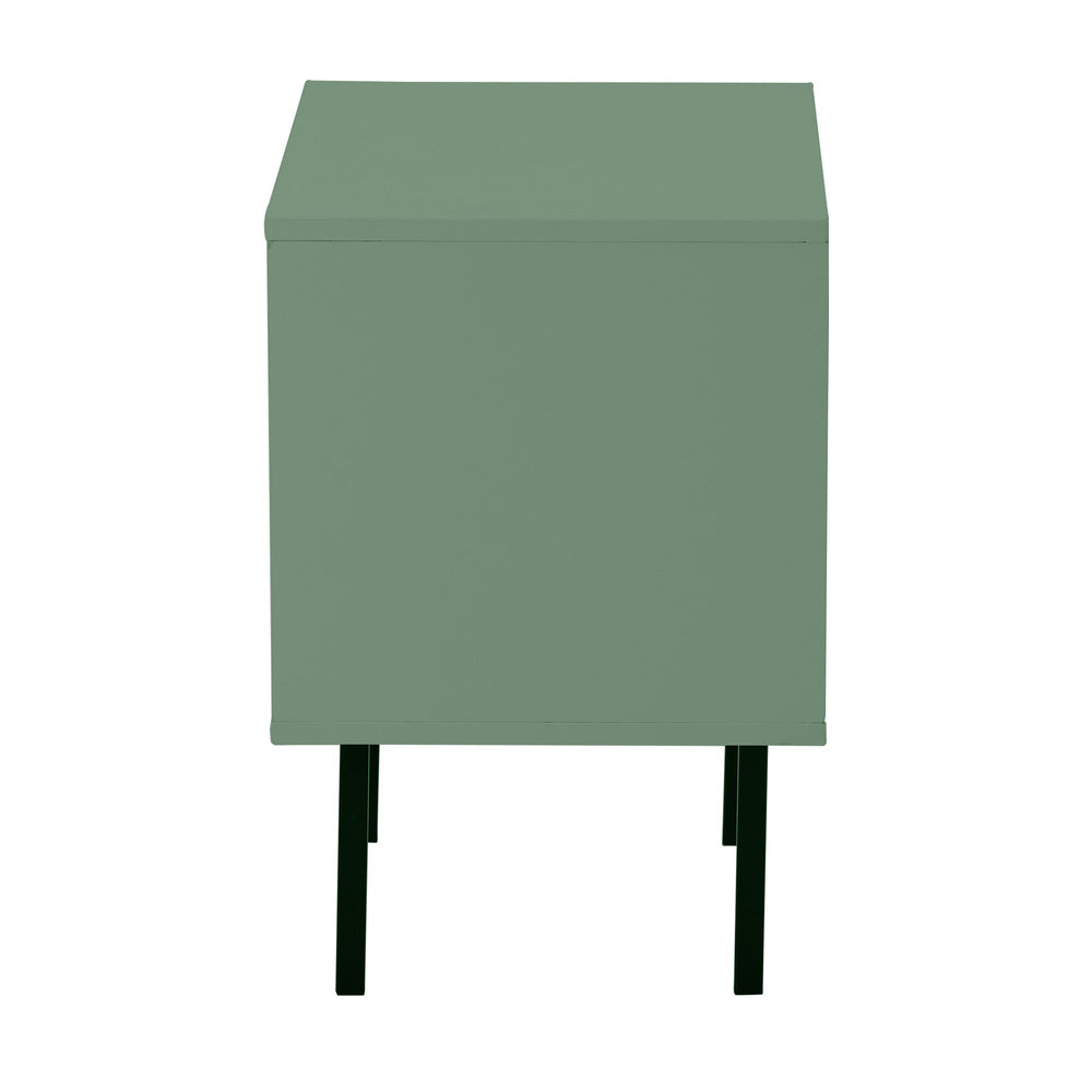 Oikiture 2X Bedside Tables Storage Cabinet Glass Door Green