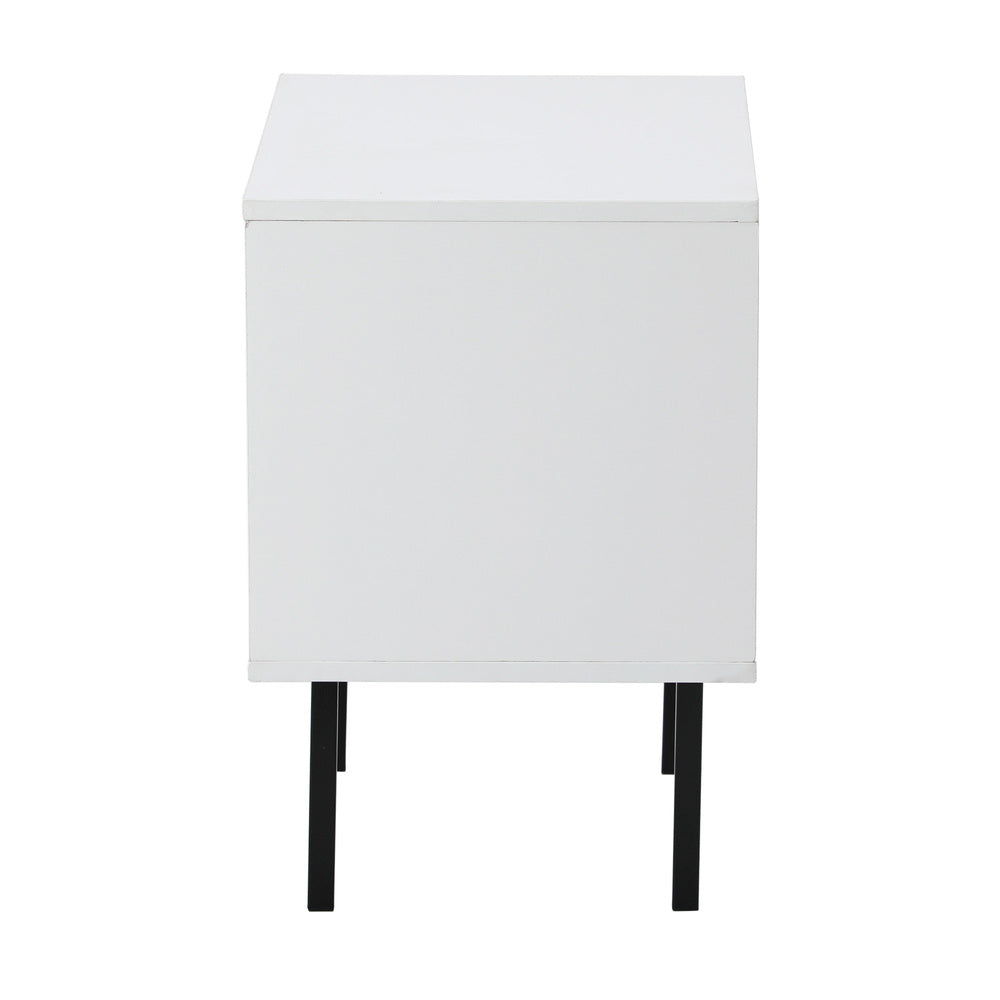 Oikiture 2X Bedside Tables Storage Cabinet Glass Door White