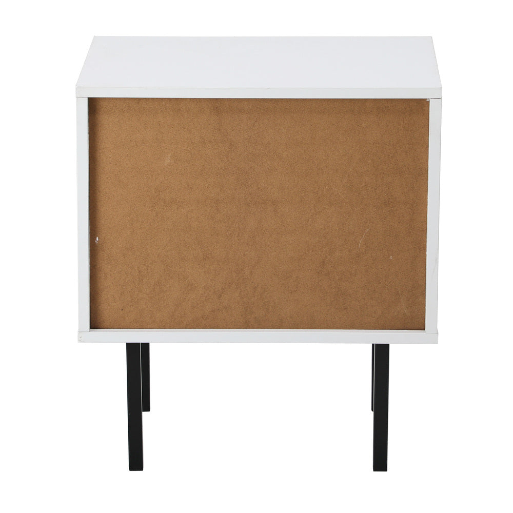 Oikiture 2X Bedside Tables Storage Cabinet Glass Door White