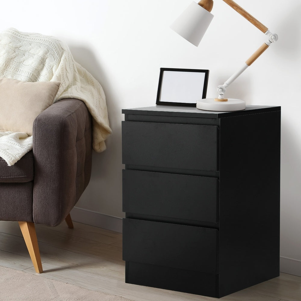 Oikiture Bedside Tables Set of 2 Side Table Nightstand Black