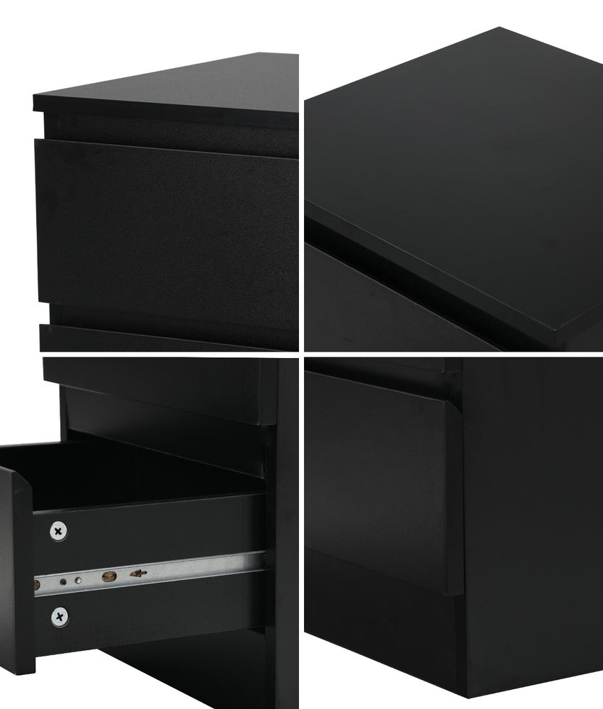 Oikiture Bedside Tables Set of 2 Side Table Nightstand Black